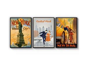 Set of 3 Vintage New York Travel Art - White Frame
