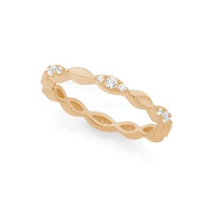 Silver & Rose Gold Plate CZ Marquise Friendship Ring
