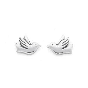 Silver Dove Of Peace Stud Earrings