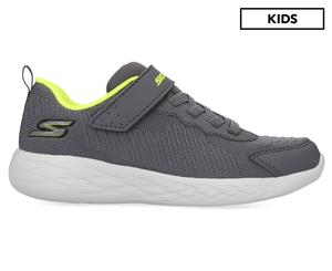 Skechers Boys' Pre-School GoRun 600 Running Sports Shoes - Charcoal/Lime