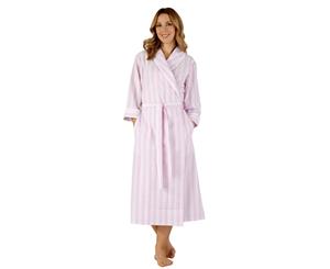Slenderella HC3226 Woven Striped Dressing Gown - Pink