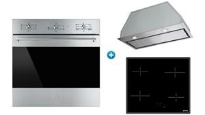 Smeg 600mm Thermoseal Oven with Ceramic Cooktop & Rangehood Cooking Package