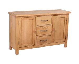 Solid Oak Wood Sideboard with 3 Drawers Cupboard Cabinet Organiser