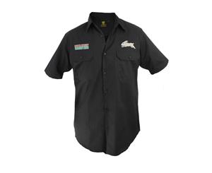 South Sydney Rabbitohs NRL Short Sleeve Button Work Shirt BLACK