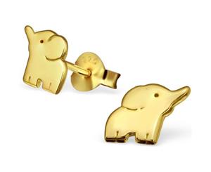 Sterling Silver Elephant Earrings Gold