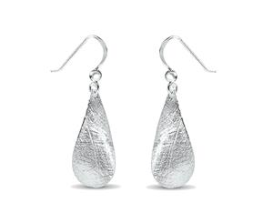 Sterling Silver Etched Leaf Earrings