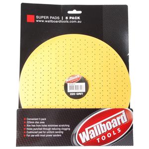 Wallboard 225mm 220-Grit Velcro Plaster Sanding Discs - 5 Piece