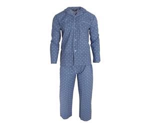 Walter Grange Mens Traditional Paisley Patterned Long Sleeve Shirt And Bottoms Pyjama Set (Navy) - N1053