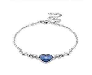 s925 Sterling Silver Heart Love Crystal Charm Bracelet