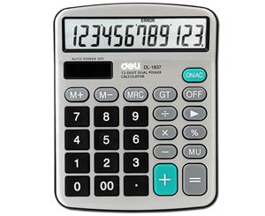12 - Digit Electronic Calculator - Silver