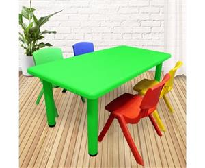 1.2M Kid's Adjustable Green Rectangle Table with 4 Chairs Mix Set