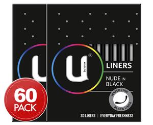 2 x 30pk U by Kotex Nude Liners - Black