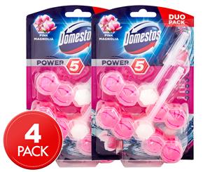 2 x Domestos Power 5 Toilet Rim Block Duo Pack Pink Magnolia 55g