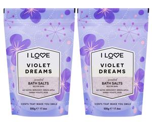 2 x I Love Bath Salts Violet Dreams 500g