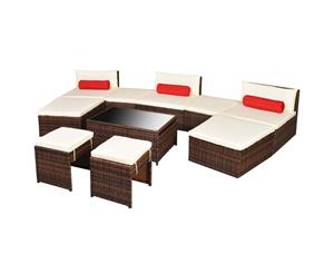 25 Piece Modular Garden Sofa/Sun Lounger Set Poly Rattan Brown