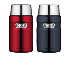 2pc Thermos 710ml Vacuum Insulated Stainless Steel King Food Jar Flask Blue Red