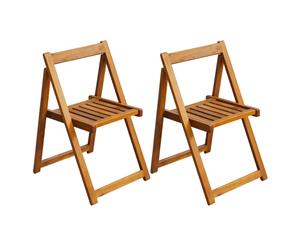 2x Acacia Wood Outdoor Folding Chairs Dining Chair Seat Patio Furniture