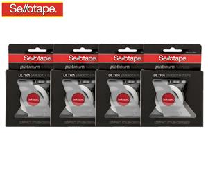 4 x Sellotape Platinum Series Ultra Smooth Tape Dispenser - Clear