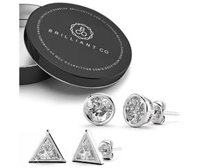 .925 2pc Sterling Silver Simulated Diamond Earrings Set-Silver