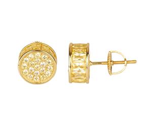 925 Sterling MICRO PAVE Ear Stud - ROUND 10mm gold - Gold