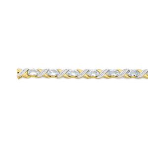 9ct Gold Aquamarine & Diamond Bracelet