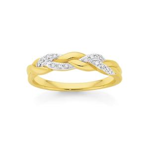 9ct Gold Diamond Weave Swirl Ring