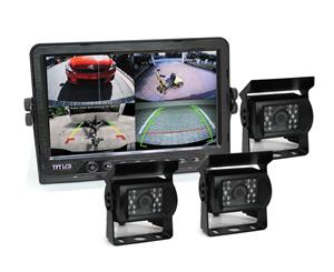 9" DVR Monitor 4CH Realtime Vehicle Reversing Recording CCD Camera Kit Truck Bus - 3 Cameras Package