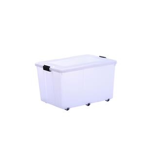 All Set 80L Clear Storage Container With Wheels And Clips