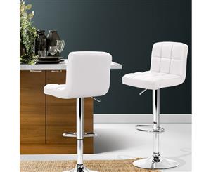 Artiss 2x Bar Stools Kitchen Swivel Bar Stool Leather Gas Lift Chairs White