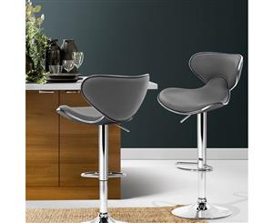 Artiss 2x Kitchen Bar Stools Swivel Bar Stool Leather Gas Lift Chairs Grey