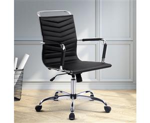 Artiss Eames Replica PU Leather Office Chair Work Computer Chairs Seating Black