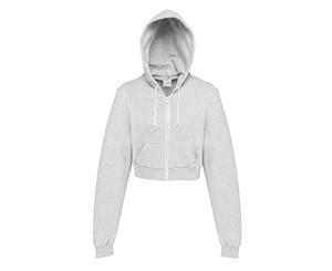 Awdis Just Hoods Womens/Ladies Girlie Cropped Full Zip Hoodie Jacket (Heather Grey) - RW3482