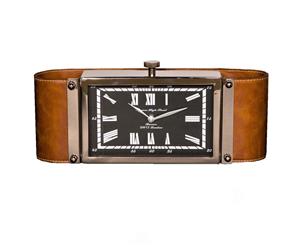 BARNES HIGH STREET 35cm Wide Desk Clock with Leather Band and Rectangular Black Face