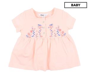 Bb by Minihaha Baby Girls' Evie Embroidered Top - Shell Pink