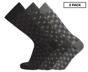 Ben Sherman Men's UK Size 7-11 North Light Socks 3-Pack - Black/Grey/Charcoal