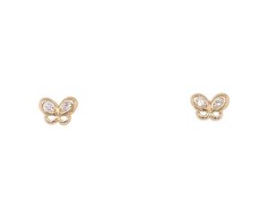 Bevilles Girls 9ct Yellow Gold Cubic Zirconia Butterfly Stud Earrings