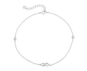 Bevilles Infinity Cubic Zirconia Anklet in Sterling Silver