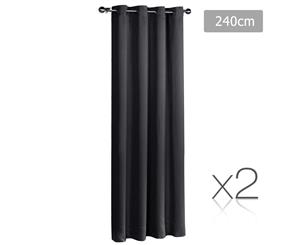 Blockout Curtains Curtain Eyelet Balckout Curtain 2 Panels Window Draperies Pair Pure Fabric Bedroom Black 240cm