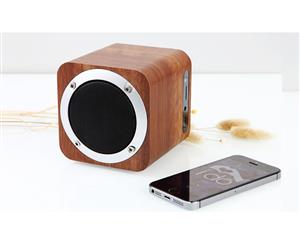 Bluetooth 4.0 Wooden Portable Speaker with Enhanced Bass Resonator - Black Mahogany