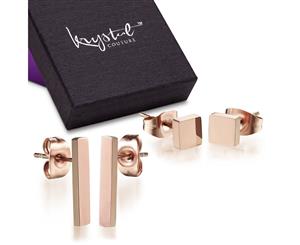 Boxed 2 Pairs Solid Shapes Earrings Set-Rose Gold