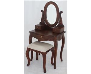 CT Queen Ann Small Dresser with Stool in Mahogany