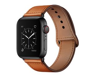 Catzon Watch Band Genuine Leather Loop 42mm 38mm Watchband For iWatch 44mm 40mm For Apple Watch 4/3/2/1 - Brown