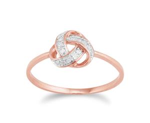Classic Diamond Love Knot Ring in 9ct Rose Gold