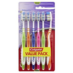 Colgate ZigZag Deep Interdental Clean Toothbrush Medium Value 6 Pack