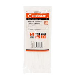 Crescent 200 x 4.6mm Natural Cable Ties - 100 Pack