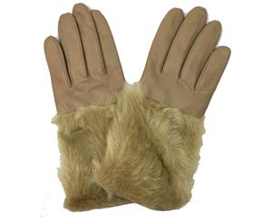 Dents Women's Hair Sheep Leather Faux Gloves - Almond/Camel