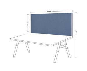 Desk Mounted Privacy Screen Silver Frame - 1200mm - ocean fabric silver frame screen clamp bracket white
