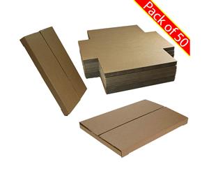 Die-Cut Postal Mailing Cardboard Boxes - Pack of 50 - 35 x 2.5 x 24.5cm