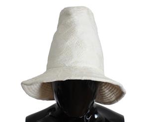 Dolce & Gabbana White Floral Cotton Silk Bucket Hat