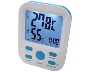 Electronic Digital Thermometer Hygrometer Alarm Clock Lcd Display C/ F %Rh Blue